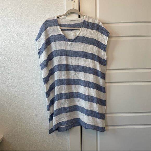 Eileen Fisher Striped Linen Crinkle Gauze Tunic - Picture 2 of 6